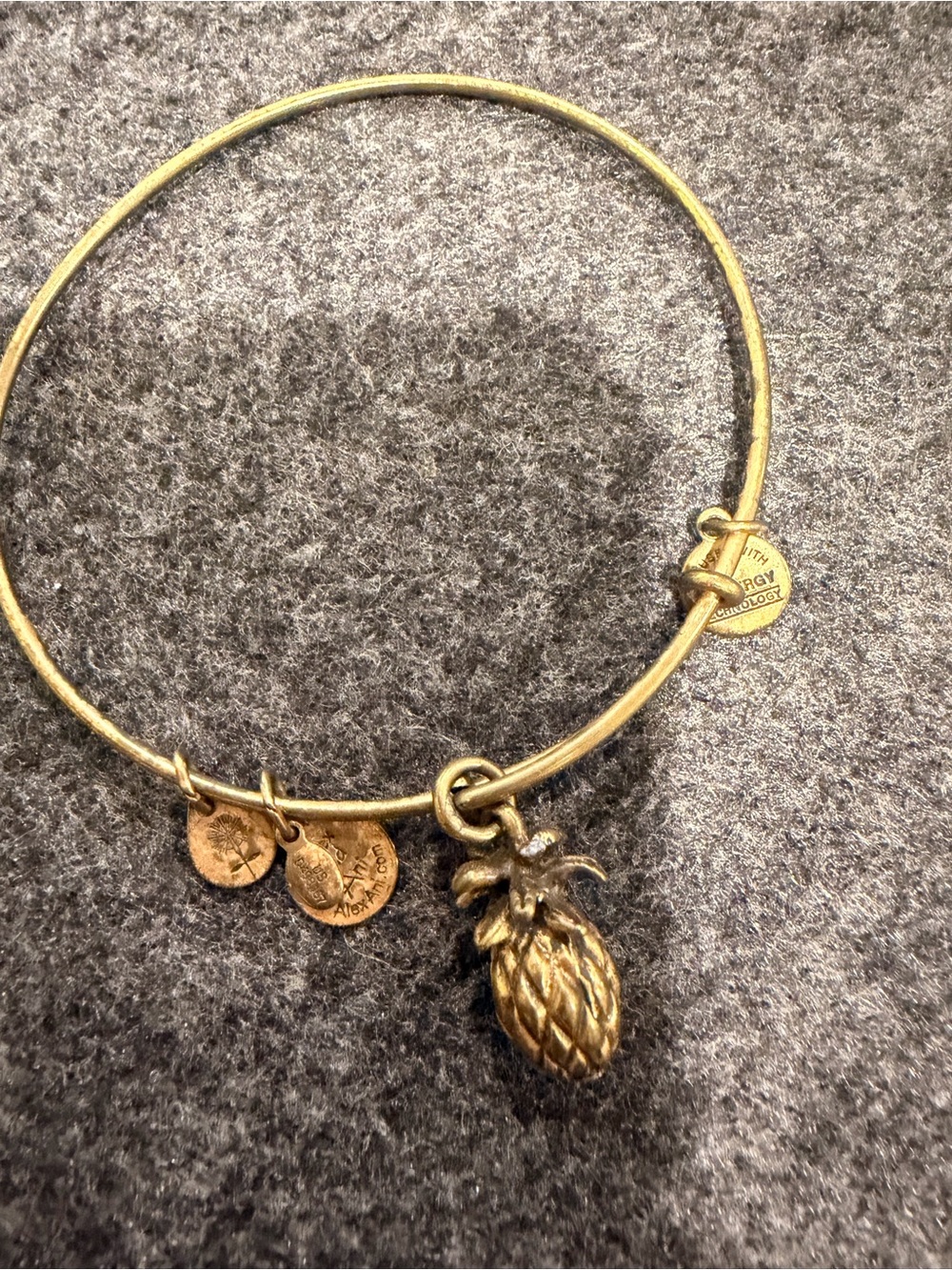 Alex and Ani Gold Pineapple Charm Bangle Bracelet
